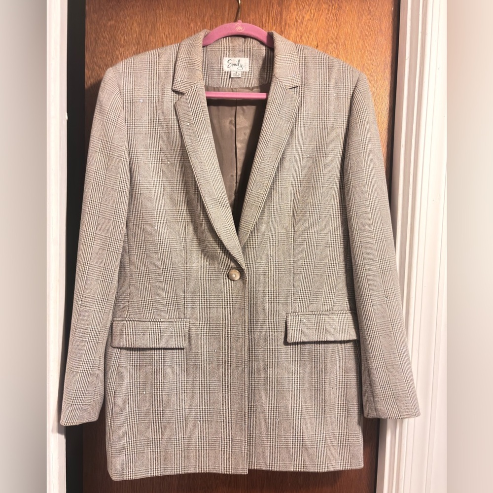 Women's Gray Plaid Blazer